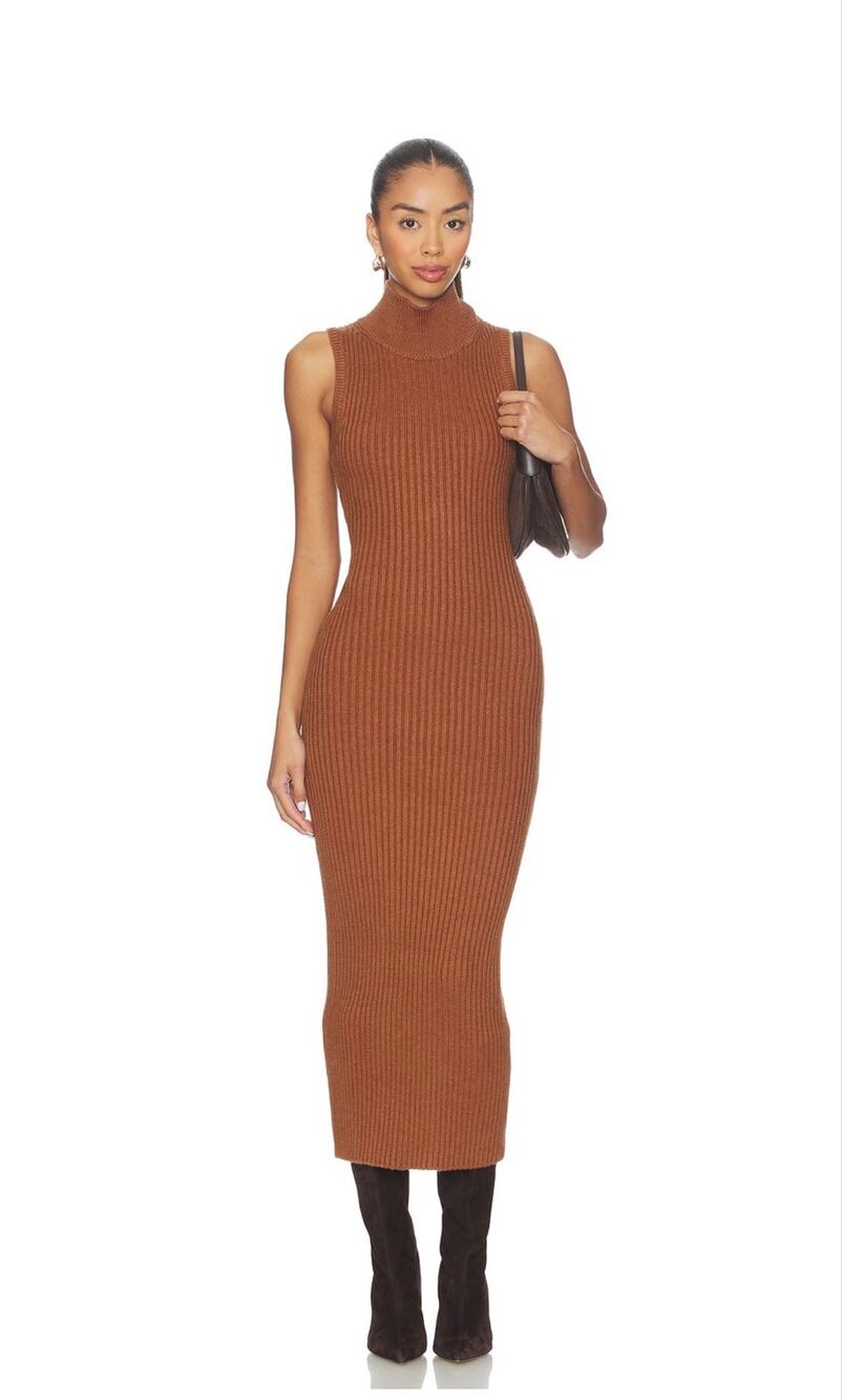 NWOT Enzo Costa Cary Mock Neck MIDI Dress, Chestnut, XL